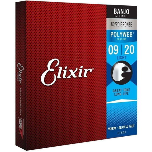Elixir 11600 Polyweb Banjo Light 9-20 Elixir Banjo Strings