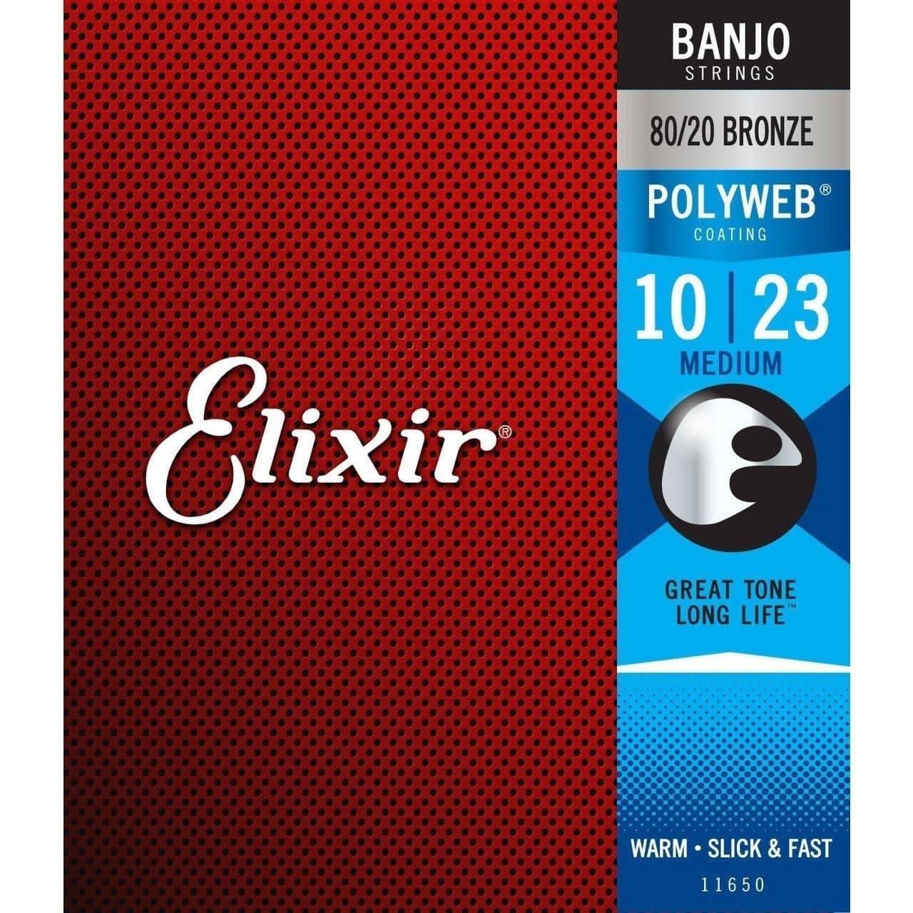 Elixir 11650 Polyweb Banjo Medium 10-23 Elixir Banjo Strings