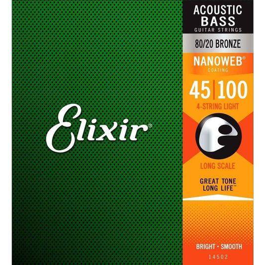 Elixir 14502 Nanoweb Acoustic tic Bass LIGH T 45-100 Elixir Bass Guitar Strings