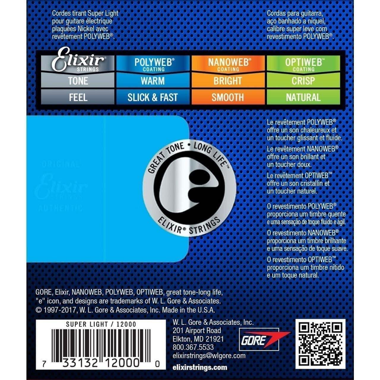 Elixir 12000 Polyweb Electric Super Light 9-42 Elixir Electric Guitar Strings