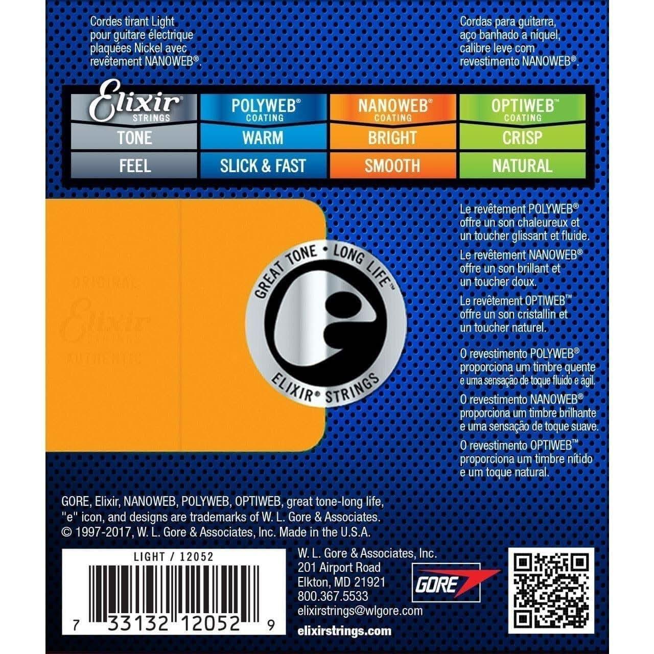 Elixir 12052 Nanoweb Electric Light 10-46 Elixir Electric Guitar Strings