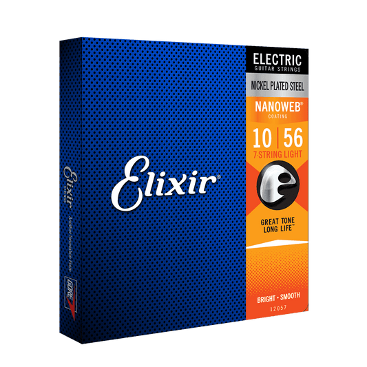 Elixir 12057 Nanoweb Electric 7 String Light 10-56 Elixir Electric Guitar Strings