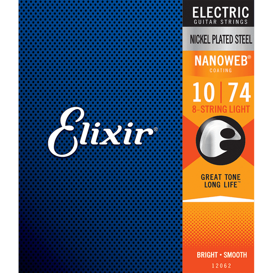 Elixir 12062 Nanoweb Electric 8 String Light 10-74 Elixir Electric Guitar Strings