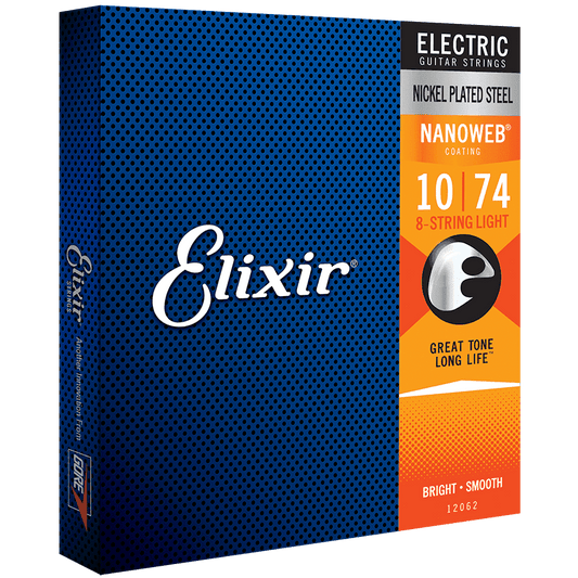 Elixir 12062 Nanoweb Electric 8 String Light 10-74 Elixir Electric Guitar Strings