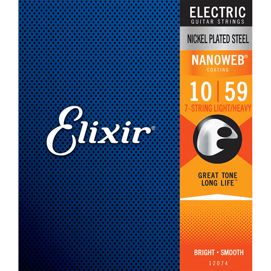 Elixir 12074 Nanoweb 7-String Electric Light-Med 10-59 Elixir Electric Guitar Strings