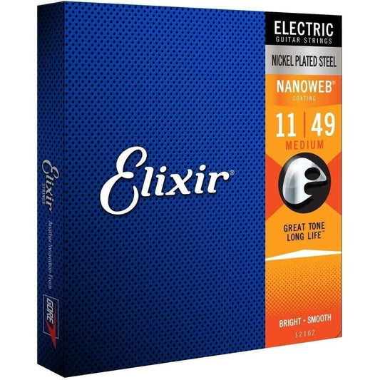 Elixir 12102 Nanoweb Electric Medium 11-49 Elixir Electric Guitar Strings