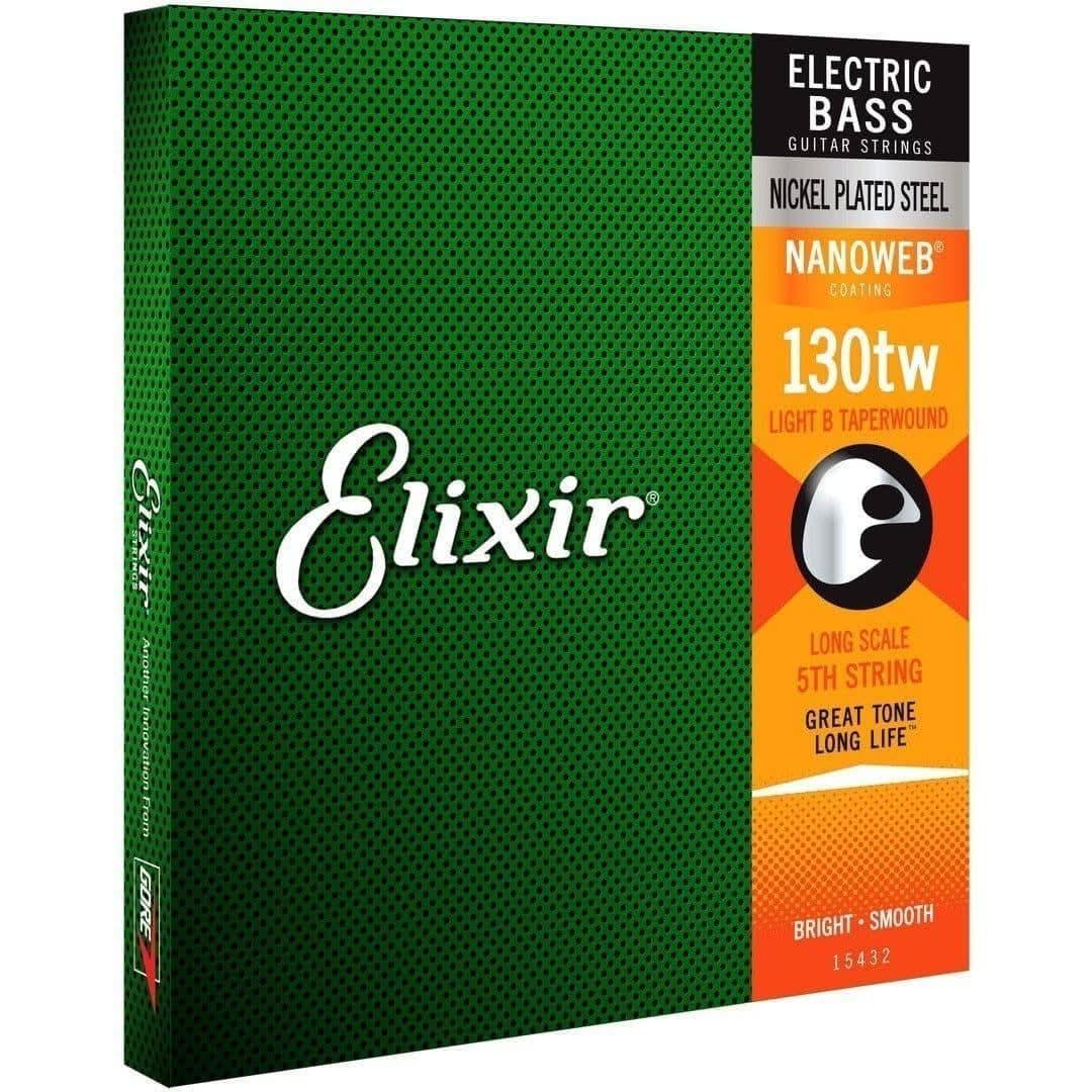 Elixir 15432 Nanoweb Single Bass Medium B .130TW Taper Wound Elixir Single Bass String Electric