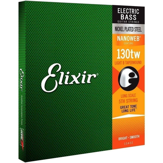 Elixir 15432 Nanoweb Single Bass Medium B .130TW Taper Wound Elixir Single Bass String Electric