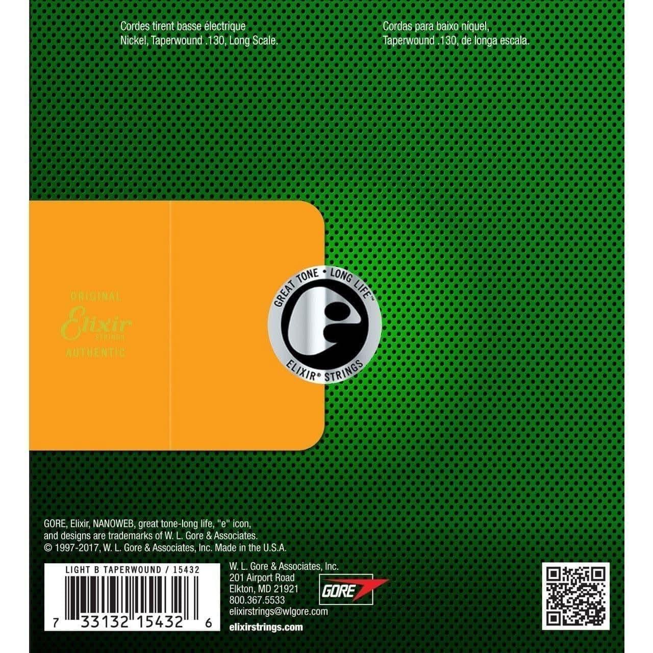 Elixir 15432 Nanoweb Single Bass Medium B .130TW Taper Wound Elixir Single Bass String Electric