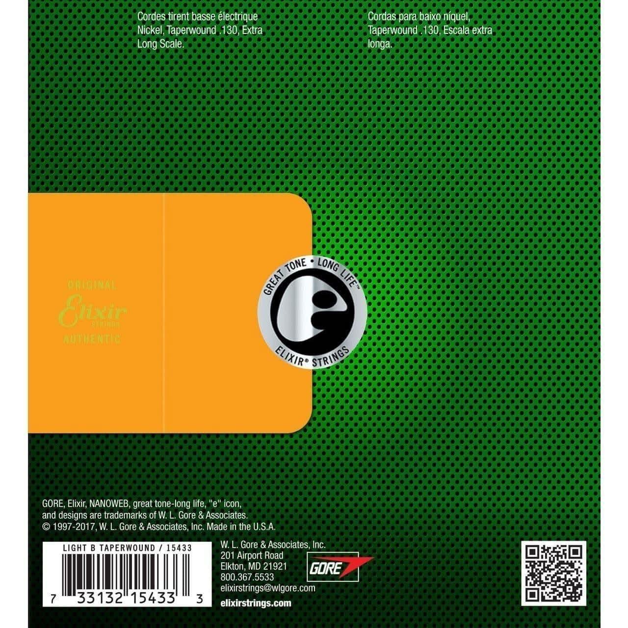 Elixir 15433 Nanoweb Single Bass Medium B .130TW XLong Elixir Single Bass String Electric