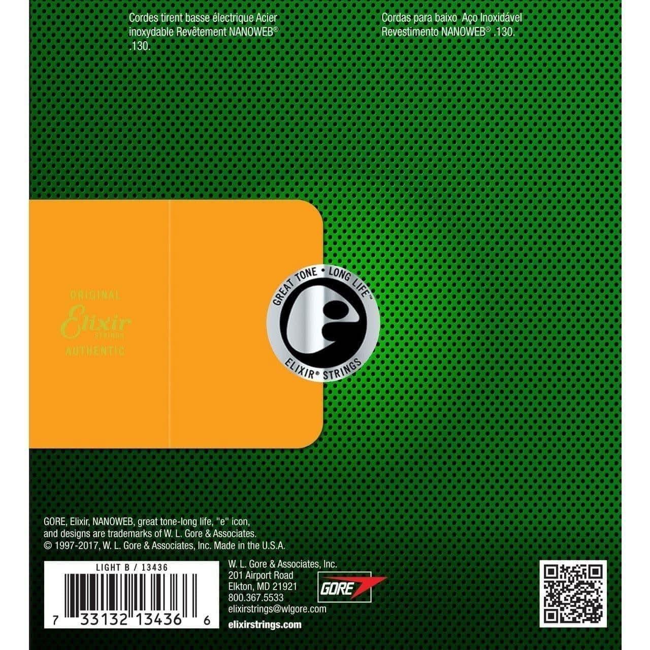 Elixir 13436 Nanoweb Single Stainless Steel Bass .130 Elixir Single String