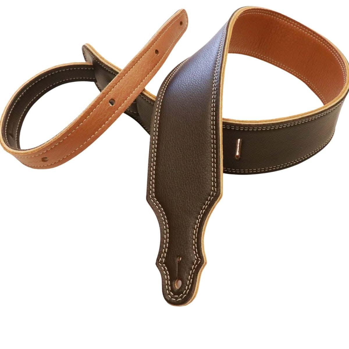 Franklin 2.5" 3-Ply Reversible Glove Leather Strap Chocolate / Gold Franklin Straps