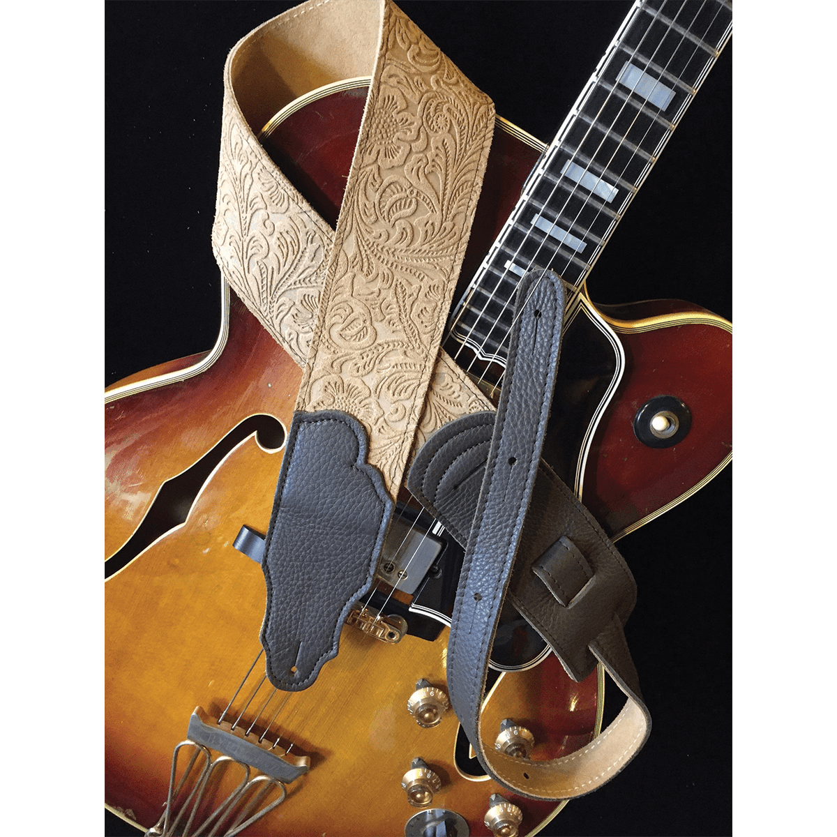 Franklin 2.5" Embossed Suede/Chocolate End Tab Strap Franklin Straps