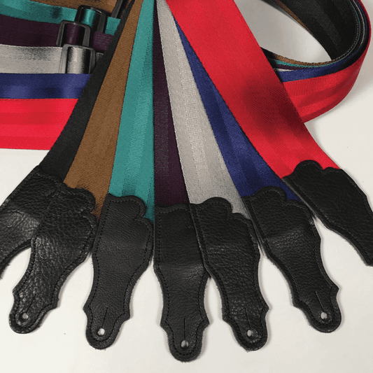 Franklin 2" Black Aviator Seat Belt Strap with Pebbled Glove Leather End Tab Franklin Straps