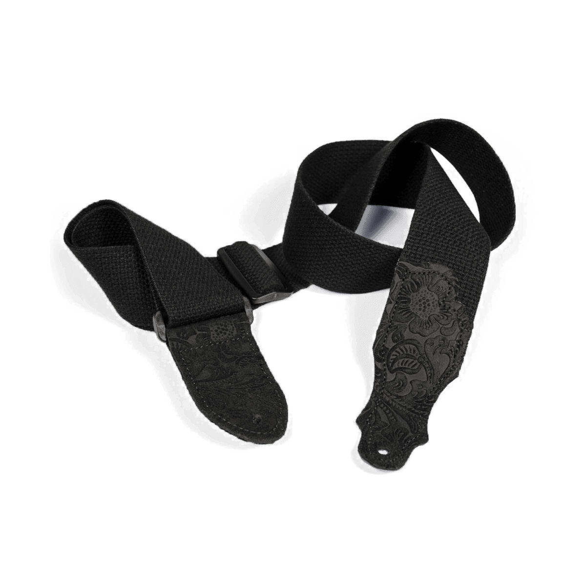 Franklin 2" Black Cotton Strap with Embossed Black Suede End Tab Franklin Straps