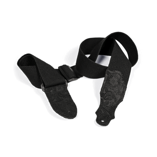 Franklin 2" Black Cotton Strap with Embossed Black Suede End Tab Franklin Straps