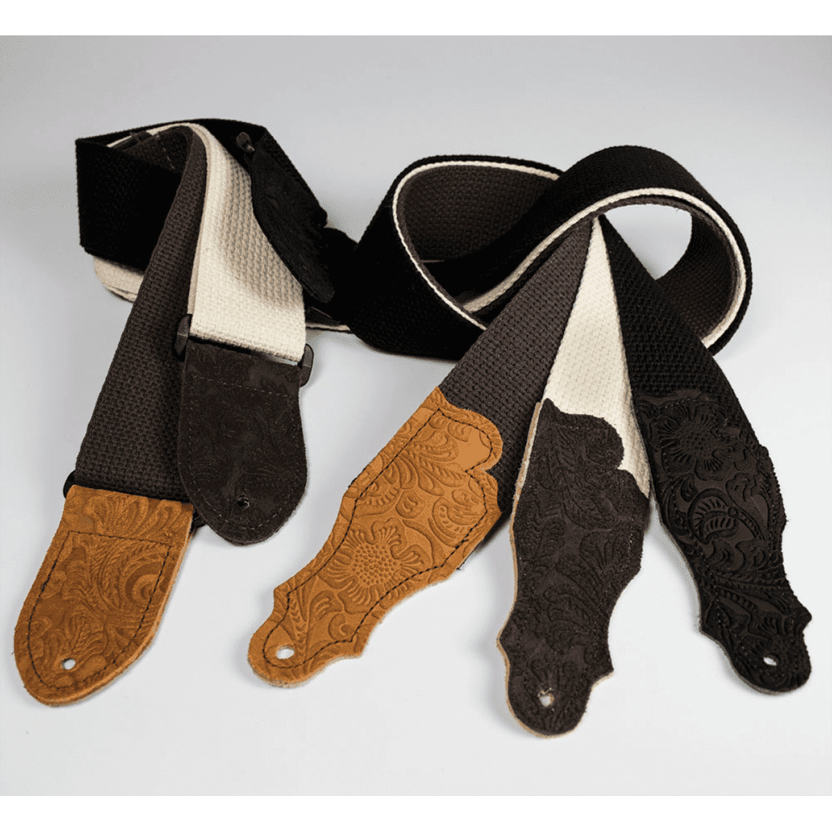 Franklin 2" Black Cotton Strap with Embossed Black Suede End Tab Franklin Straps