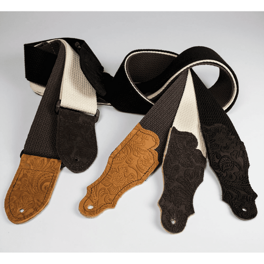 Franklin 2" Black Cotton Strap with Embossed Black Suede End Tab Franklin Straps