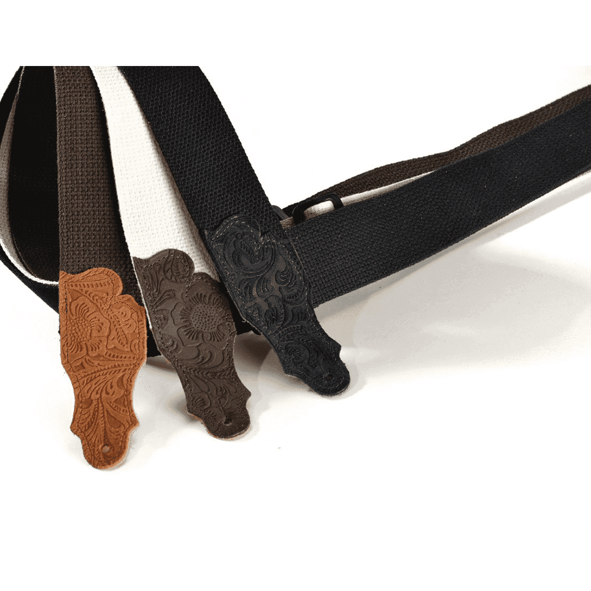 Franklin 2" Black Cotton Strap with Embossed Black Suede End Tab Franklin Straps