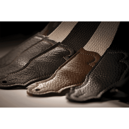 Franklin 2" Black Cotton Strap with Pebbled Caramel Glove Leather End Tab Franklin Straps