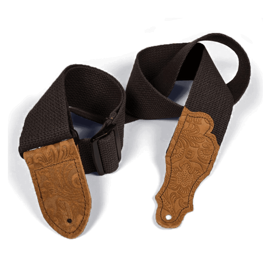 Franklin 2" Chocolate Cotton Strap with Embossed Caramel Suede End Tab Franklin Straps