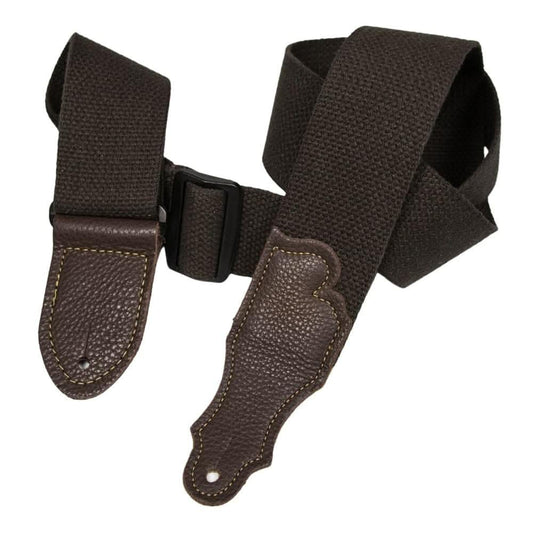 Franklin 2" Chocolate Cotton Strap with Pebbled Chocolate Glove Leather End Tab Franklin Straps