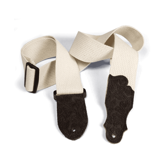 Franklin 2" Natural Cotton Strap with Embossed Chocolate Suede End Tab Franklin Straps