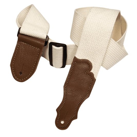 Franklin 2" Natural Cotton Strap with Pebbled Caramel Glove Leather End Tab Franklin Straps