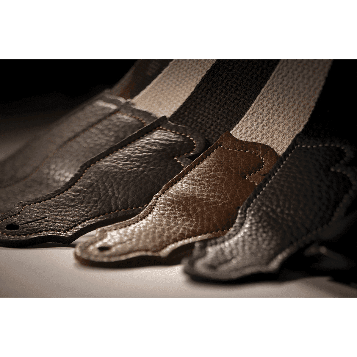 Franklin 2" Natural Cotton Strap with Pebbled Chocolate Glove Leather End Tab Franklin Straps