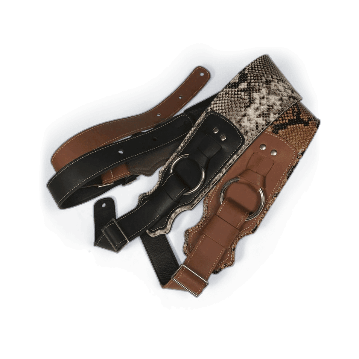 Franklin 3.5" Snake Skin/Cognac Glove Leather Ring Bass Guitar Strap Franklin Straps