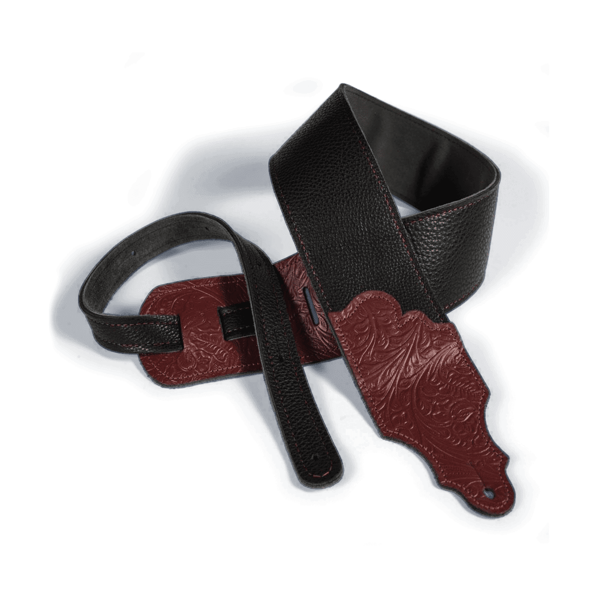 Franklin 3" Black Glove Leather with Tooled Red Ends Franklin Straps