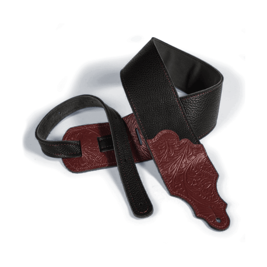 Franklin 3" Black Glove Leather with Tooled Red Ends Franklin Straps