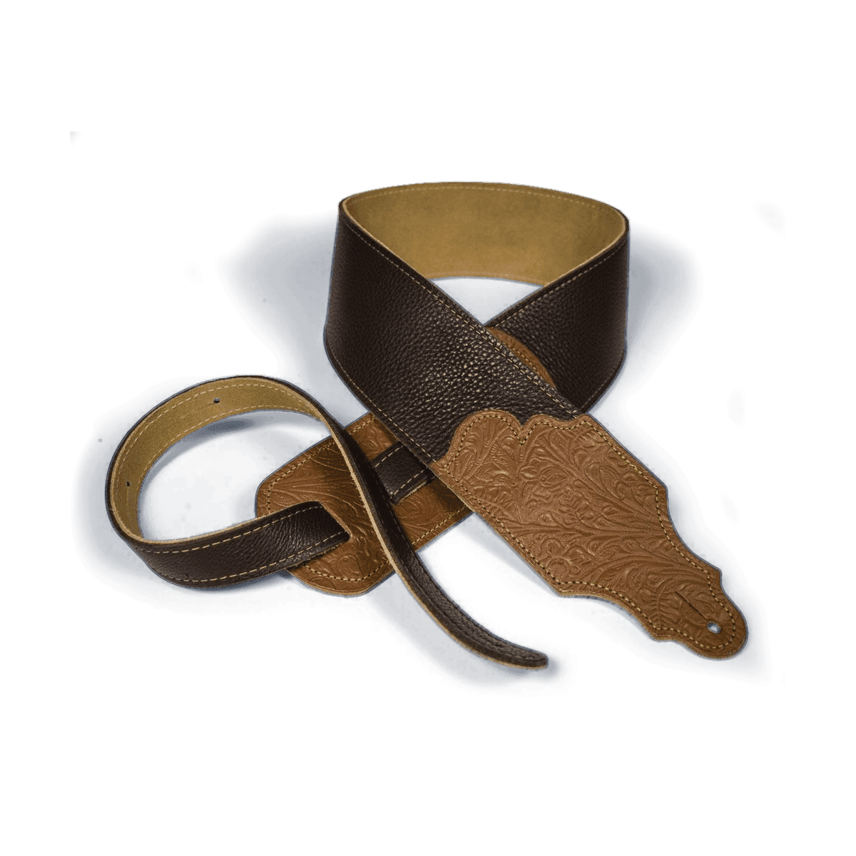 Franklin 3" Chocolate Glove Leather with Tooled Caramel Ends Franklin Straps