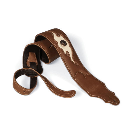 Franklin 3" Sculpted Ball Padded Cognac Leather with Cream Flame Insert & Concho Franklin Straps