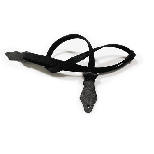 Franklin 5/8" Black Cotton Ukulele Strap with Black Glove Leather End UK2-BK Franklin Straps