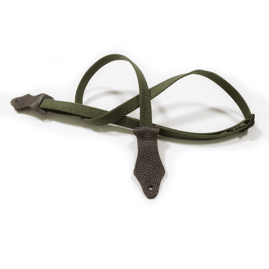 Franklin 5/8" Olive Cotton Ukulele Strap with Chocolate Glove Leather Ends UK2-OL Franklin Straps