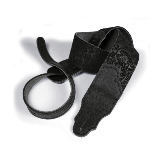 Franklin Embossed 2.5" Black Suede with Pebbled Black Glove Leather End Franklin Straps