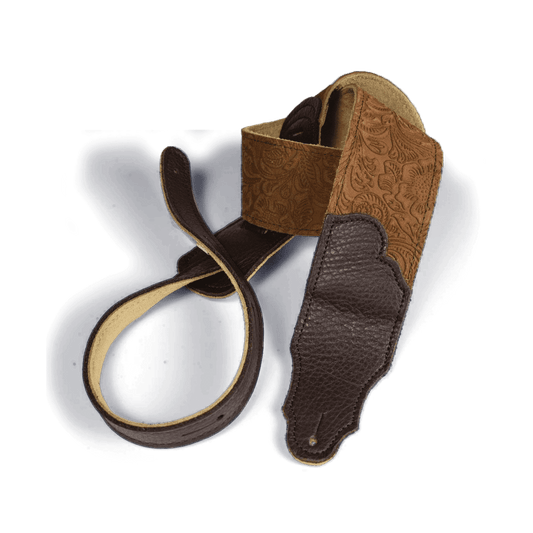 Franklin Embossed 2.5" Caramel Suede with Pebbled Chocolate Glove Leather End Franklin Straps