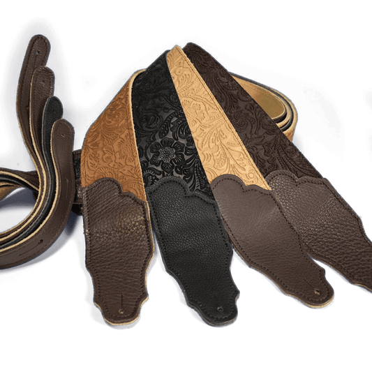 Franklin Embossed 2.5" Caramel Suede with Pebbled Chocolate Glove Leather End Franklin Straps