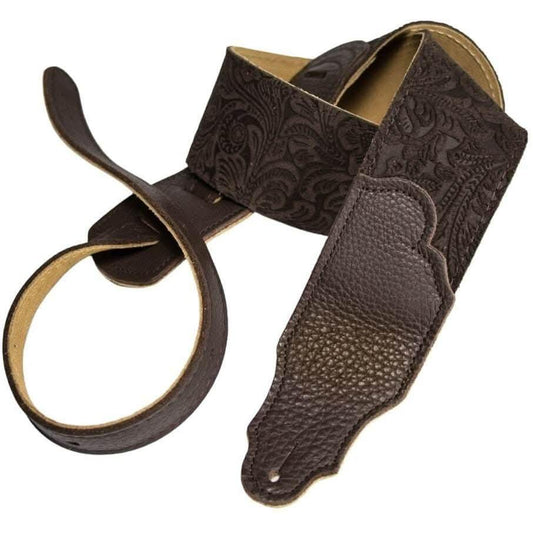 Franklin Embossed 2.5" Chocolate Suede with Pebbled Chocolate Glove Leather End Franklin Straps