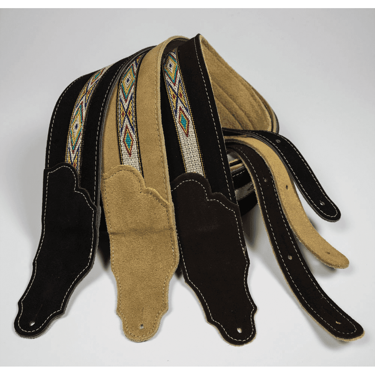 Franklin Southwest 2.5" Black Suede with Hitch Weave & Natural Stitching Franklin Straps