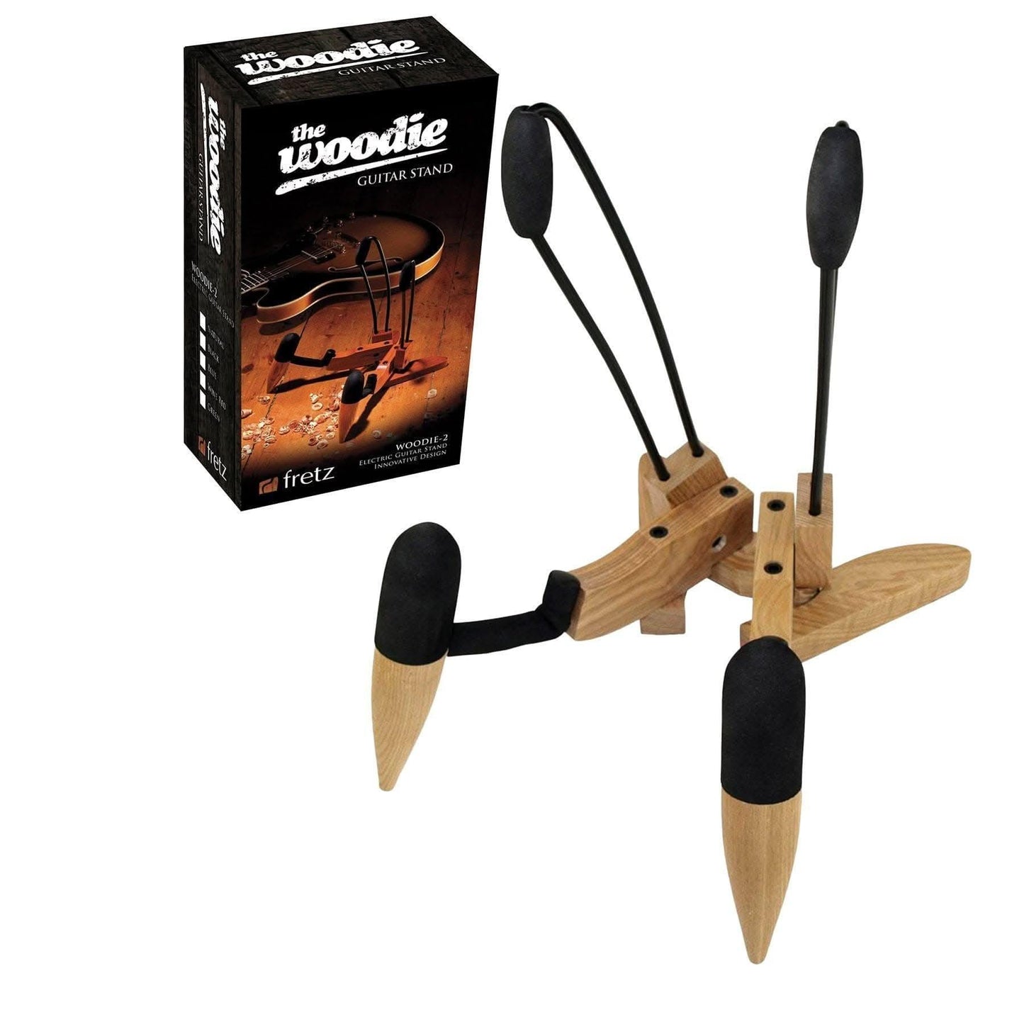 Fretz 'Woodie 2' Wooden Folding Electric Guitar Stand Natural Gloss Fretz Stands & Hangers