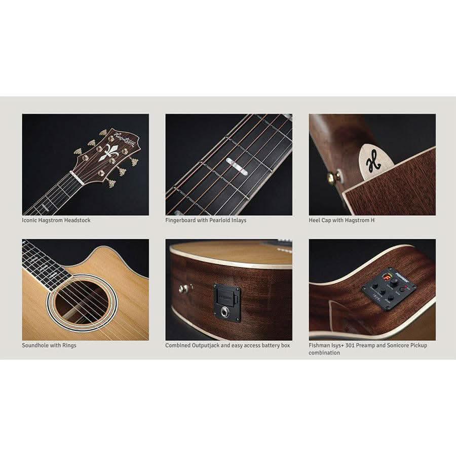 Hagstrom Orsa Series Grand Auditorium AC/EL Guitar with Cutaway in Natural Hagstrom Guitars Acoustic Guitars