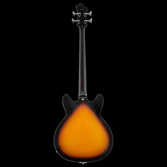 Hagstrom Viking Left Hand Semi-Hollow Bass Guitar in Tobacco Sunburst Gloss Hagstrom Guitars Semi-Hollow Bass Guitars