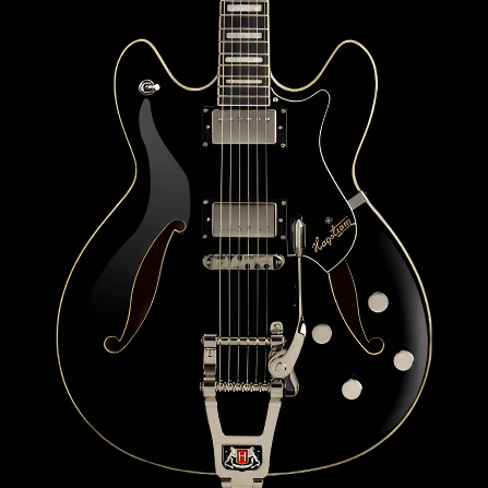 Hagstrom Tremar Viking Deluxe Semi-Hollow Guitar in Black Gloss Hagstrom Guitars Semi-Hollow Guitars