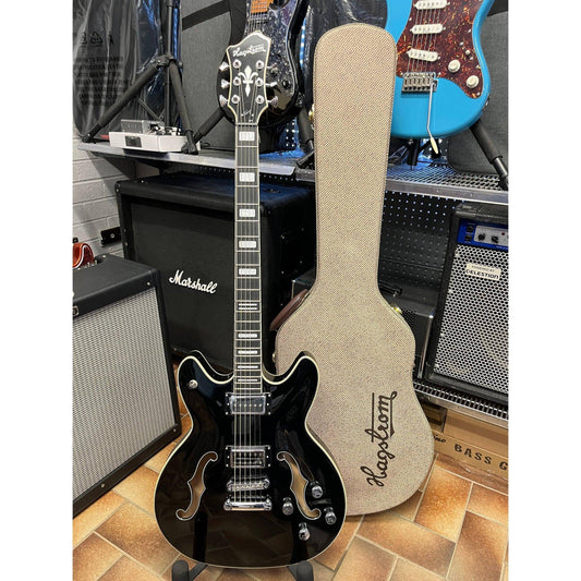 Hagstrom Viking Deluxe Baritone Semi-Hollow Guitar in Black Gloss Hagstrom Guitars Semi-Hollow Guitars