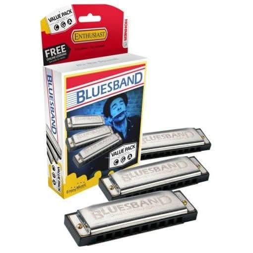 Hohner Blues Band 3-Pce Harmonica Value Pack in the Keys C, G, A Hohner Harmonica