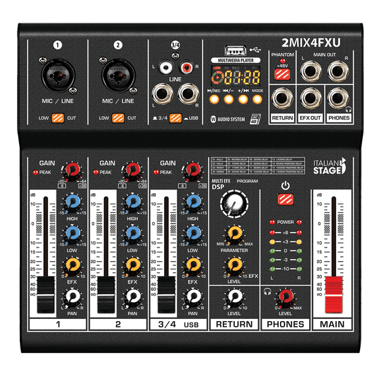 Italian Stage 2MIX4FXU 4-Channel Stereo Mixer Italian Stage Mixer