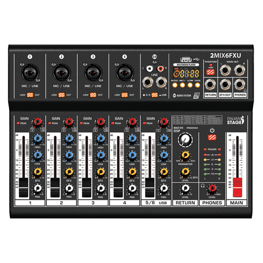 Italian Stage 2MIX6FXU 6-Channel Stereo Mixer Italian Stage Mixer