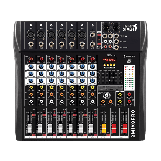 Italian Stage 2MIX8PRO 8-Channel Stereo Mixer Italian Stage Mixer
